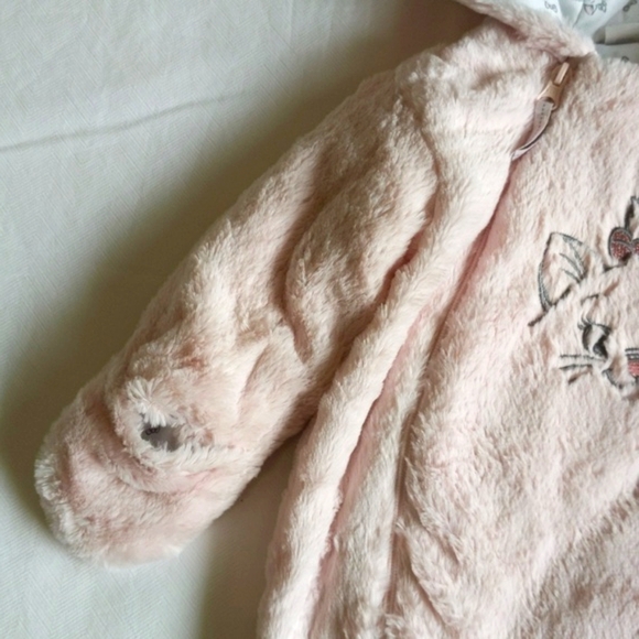 disney aristocats marie fluffy pink zip-up bunting suit 6-12 months baby girl - Picture 6 of 11